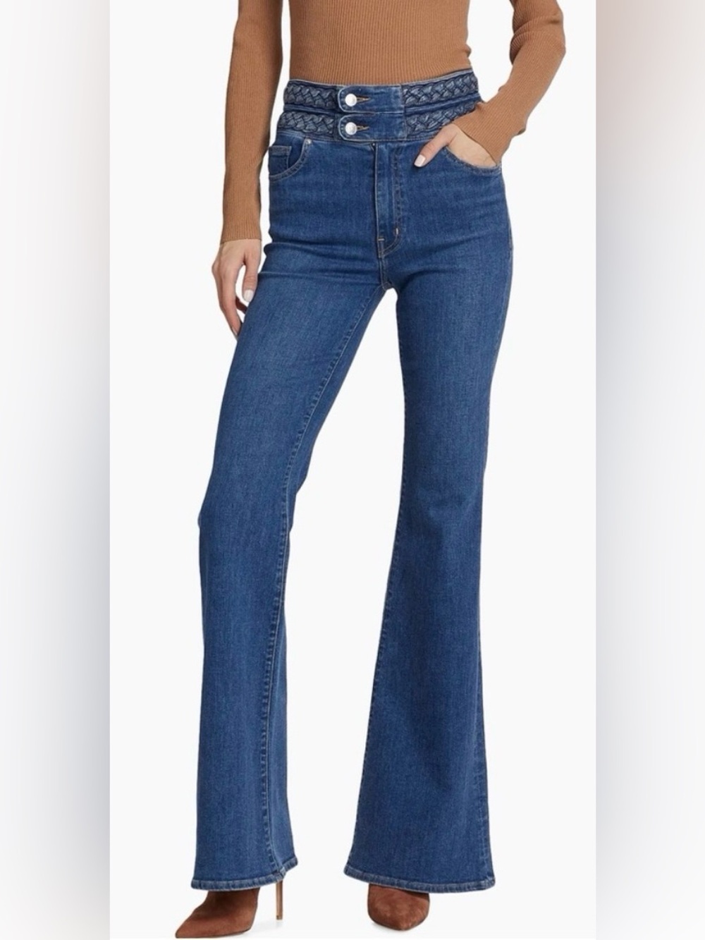 Derek Lam 10 Crosby Harlow Braided High Rise Flare Jeans 25